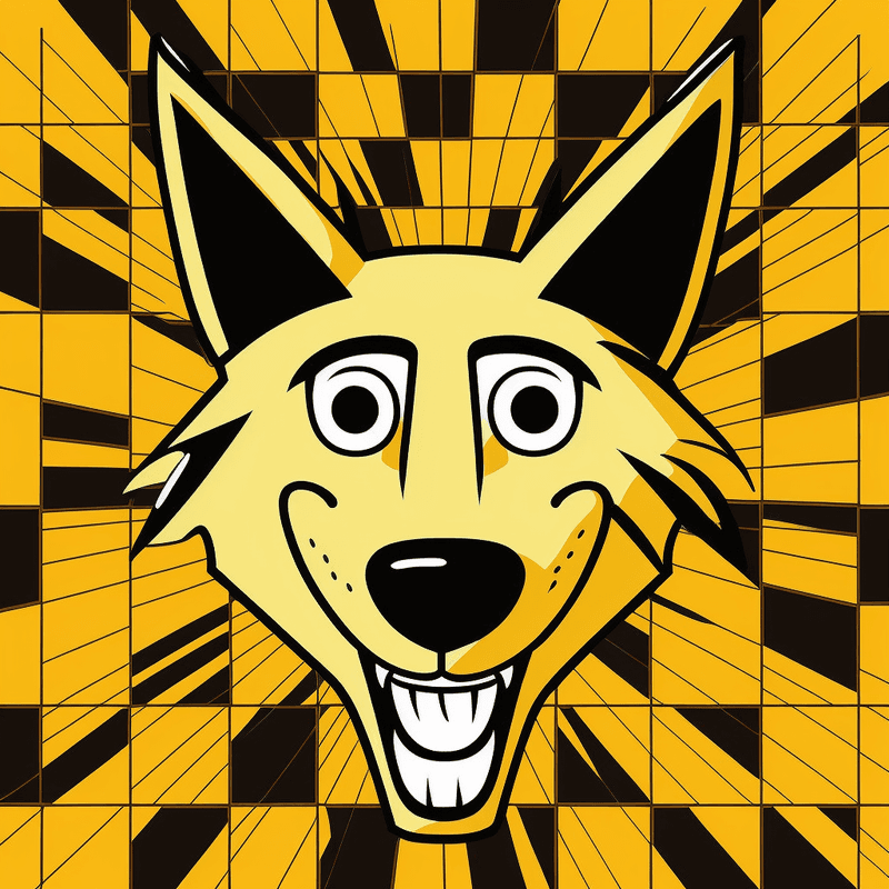 Cartoon Wolf on Yellow Background